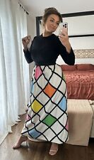 Vintage 1960’s Toni Todd Size M/L Black Geometric Maxi Dress picture
