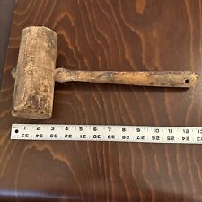 Vintage Antique All Wood Wooden Mallet Hammer Primitive 13” picture