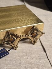 Gorgeous VINTAGE Golden AMBER CABOCHON Diamond Shaped OSCAR DE LA RENTA EARRINGS picture