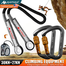 30KN Screw Locking D-shape Carabiner+Arborist Tree Climbing Rope Rappelling Cord picture