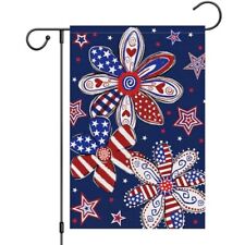 4th of July Patriotic Garden Flag 12x18 Inch Double Sided Burlap, Memorial Day  picture