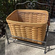 LONGABERGER Newspaper Basket & Wrought Iron Stand picture