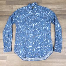 Gitman Bros Shirt Mens Medium 15.5 Vintage Blue Floral Long Sleeve Cotton USA picture