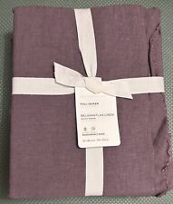 Pottery Barn Belgian Flax Linen Fringe Ruffle Duvet Cover Full/Queen Fig Color picture