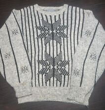 Vintage Le Tigre Sweater Mens Gray Black Snowflake Sweater Medium  picture