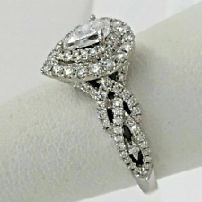 2.85Ct Pear Lab Created Diamond Halo Engagement Wedding 14K White Gold FN Ring picture