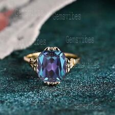 Vintage Color Changing Alexandrite Ring 925 Sterling Silver Ring Engagement Gift picture
