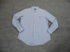 Vintage Ralph Lauren Shirt Mens Large Blue White Striped Button Down Custom Fit picture