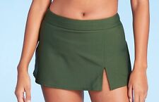 Kona Sol Womens Swim Skirt Bottoms 1X 16 18 Olive Green Attached Brief NWT picture