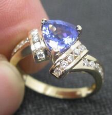 Natural Blue Tanzanite 1.80Ct & IGI Certified Diamond Ring In 14KT Yellow Gold picture