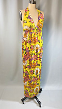 Vintage Dress SIZE 5 XS SMALL yellow psychedelic floral neon DUNE DECK 60s 70s picture
