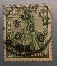 RARE 1900 CANCELATION REICHPOST 5PF GREEN GERMAN MINT CONDITION USED STAMP. picture