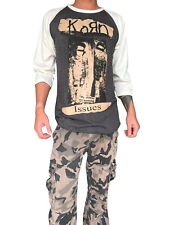 90s Korn Rock Issues Metal Rock Band Tour Mens Raglan Jersey T-Shirt 3/4 Sleeve picture