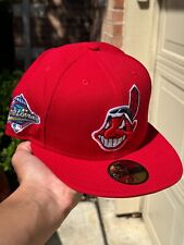 RED CLEVELAND INDIANS WORLD SERIES CHIEF WAHOO BANNED LOGO NEWERA 59FIFTY FITTED picture