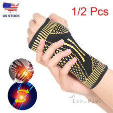 Copper Sports Wrist Hand Support Brace Splint Carpal Tunnel Sprain Arthritis US picture