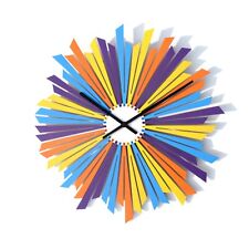 Organic handmade wooden wall clock with multicolor dial - The Comet picture