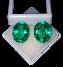 14 Ct Natural Zambian Green Emerald Oval Cut Certified Stunning Gemstone Pair picture