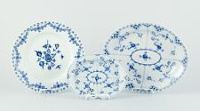 Royal Copenhagen. Three antique Blue Fluted plate and platters. Early 19th C. picture