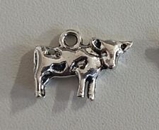 Cow Charm Antique Silver Tone 2 Sided for jewelry making, DIY crafts (case 1-15) picture