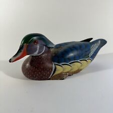 Vintage Wooden Duck Hand Painted Art Decoy Duck Figurine  11”x4” picture