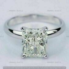 Moissanite 3.20CT Radiant Cut Wedding Solitaire Ring 925 Sterling Silver Size 7 picture