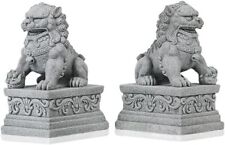 Large Asian Fu Foo Dogs Statues A Pair of Two Guardian Lion Sandstone Figurine picture