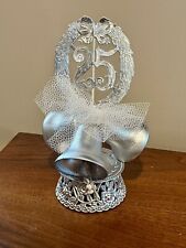 Vintage~25th Anniversary Silver Wedding Cake Topper Flowers ~ Bells~Bridal picture
