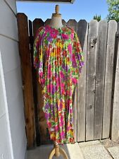 Vtg Alice Polynesian Fashions 1960s Psychedelic Floral Muumuu Accordion Dress picture