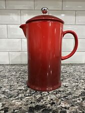 Le Creuset Cherry Red French Press Coffee Pot Stoneware 27 Oz picture
