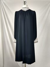 Jack Bryan Vintage 1970s Black Evening Dress Beaded Pearled Collar And Cuffs picture