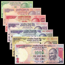 INDIA SET OF 7  (5+10+20+50+100+500+1000 RUPEES), RANDOM YEAR, UNC picture