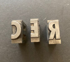 Vintage Letterpress Print Blocks Metal Letters R E C 1” picture
