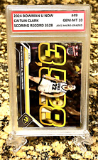 CAITLIN CLARK 2024 TOPPS BOWMAN U NOW Graded GEM-MT 10 All-Time Scoring #49 COA picture