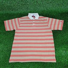 Vintage 80s LEVIS MOD Striped Polo Shirt Men Large Brown White Red USA Made picture