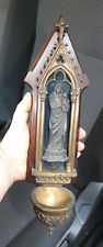 Antique Rare bronze holy water font neo gothic chapel madonna picture