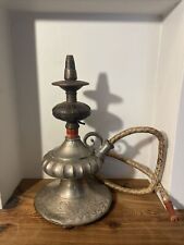 18th 19th Century Silvered Bronze Engraved Hookah Indian Coins On Bottom picture