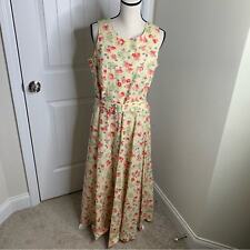Vintage Laura Ashley yellow floral sleeveless maxi dress Hungary cottagecore 14 picture