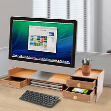 Wooden Desk Organizer with Drawers Office Supplies Computer Desktop Tabletop  picture