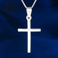 Plain Thin Cross Pendant in SOLID 925 Sterling Silver - Chain Choice - NEW picture