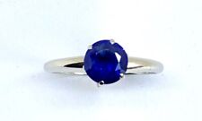 Vintage Sapphire Solitaire Engagement Ring 14k White Gold 0.84 Carat Size 6 picture