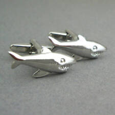 Amazing Water Animal Wild Shark In Bright Polish 925 Sterling Silver Cufflinks picture
