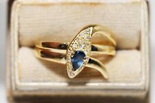 Vintage Circa 1970s 18k Gold Natural Diamond And Sapphire Decorated Snake Ring picture