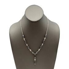 Vintage Premier Design Silver Tone Gray Hematite Bead Y Fashion Necklace picture