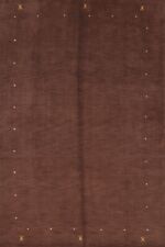 Abstract Nepalese Gabbeh Oriental Hand-Knotted 7'x10' Mocha Brown Wool Area Rug picture