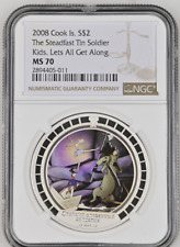 2 DOLLARS 2008 COOK ISLANDS STEADFAST TIN SOLDIER KIDS SILVER PROOF NGC MS picture