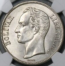 1936 NGC MS 61 Venezuela 5 Bolivares Silver 90% Mint State Crown Coin (24020603C picture
