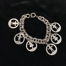 Vintage Sterling Silver German Made Charm Bracelet W/ Family Member Charms picture