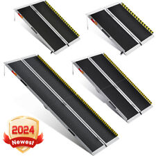 2/3/4/5/6/7/8FT Home Wheelchair Ramp Non-Skid Folding Aluminum Ramps Steps picture
