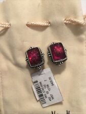 Stephen Dweck Sterling Silver Carved Red Garnet Clip on Earrings NWT Retail $420 picture