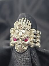 Sterling Silver 925 Skull Head Biker Style Ring Signed WTS (Watson)MEN-15.5/32g picture